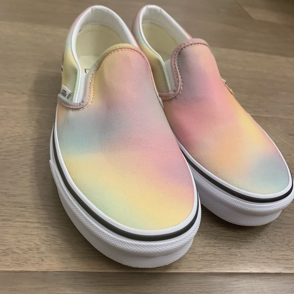 Tie dye slip on Vans, only worn one time, they are like new